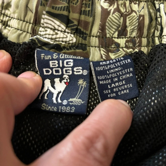 Vintage Big Dogs Skull Print Swim Trunks Men’s Sz Large Outdoors Hawaiian 8 In - Picture 3 of 6